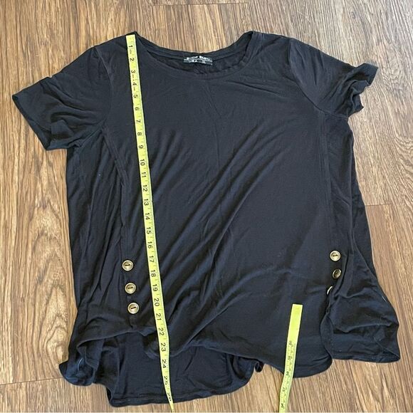 Shop Basic Black Blouse With Gold Button Detail Along Sides Size XL - Picture 9 of 11
